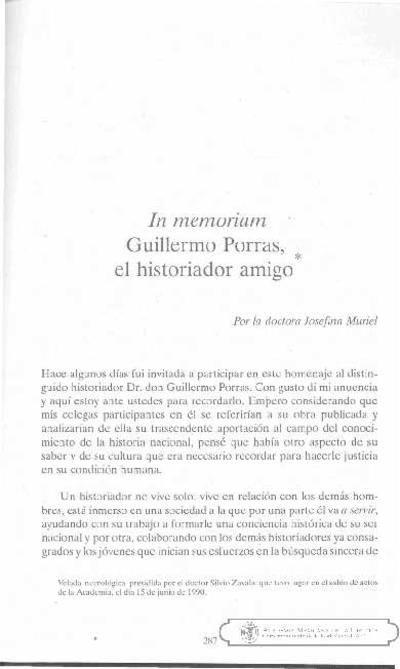 In memoriam Guillermo Porras, el historiador amigo. [Journal Article]