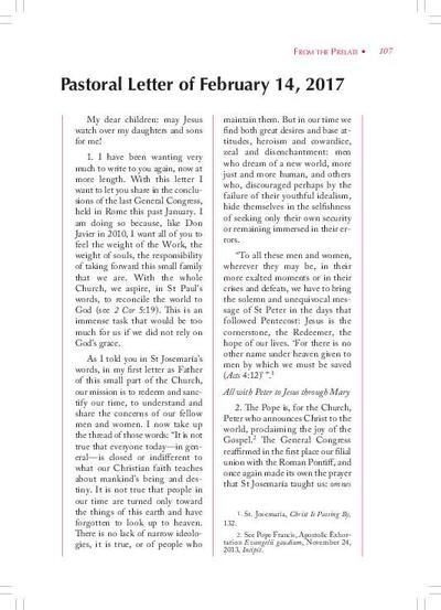 Pastoral Letter for February 14, 2017. [Journal Article]