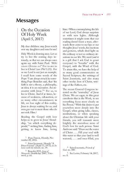 Message on the Occasion of Holy Week (April 5, 2017). [Journal Article]