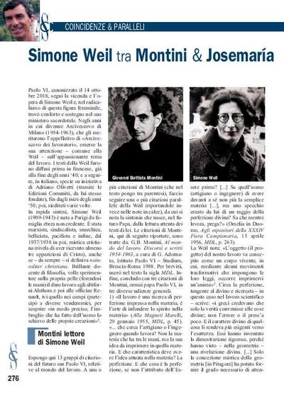 Simone Weil tra Montini & Josemaría Escrivá. [Journal Article]