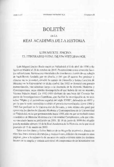 Luis Miguel Enciso. El itinerario vital de un historiador. [Journal Article]