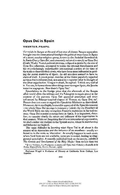 Opus Dei in Spain. [Journal Article]
