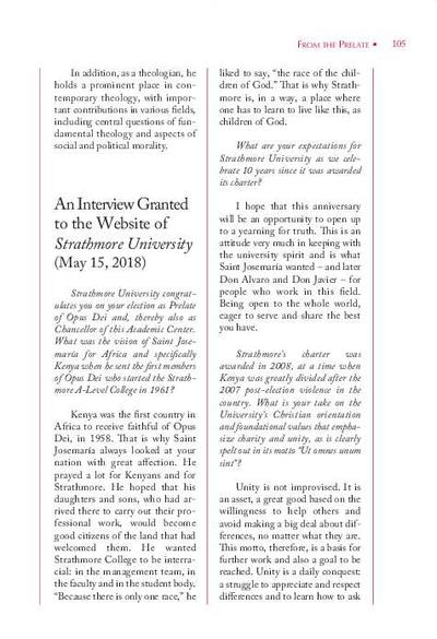 An Interview Granted to the Website of <i>Strathmore University</i> (May 15, 2018). [Artículo de revista]