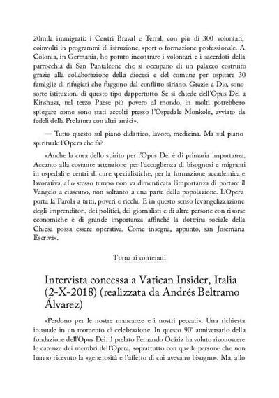 Intervista concessa a «Vatican Insider» realizzata da Andrés Beltramo Álvarez, Italia (2-X-2018). [Artículo de revista]