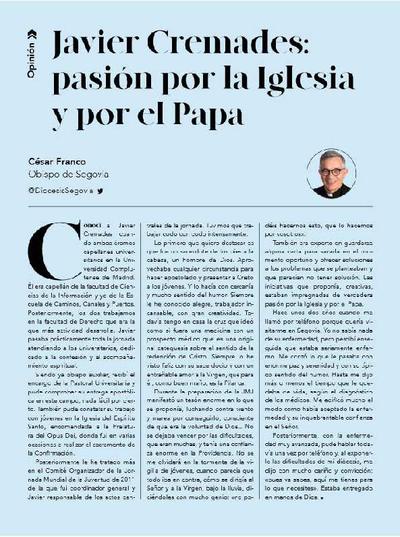 Javier Cremades: pasión por la Iglesia y por el Papa. [Journal Article]