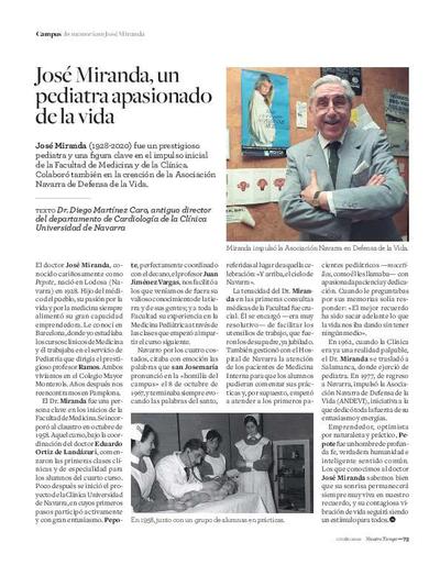 José Miranda, un pediatra apasionado de la vida. [Artículo de revista]