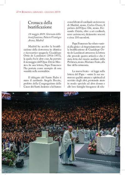 Cronaca della beatificazione. 18 maggio 2019. Giornata della beatificazione Palacio Vistalegre Arena, Madrid. [Artículo de revista]