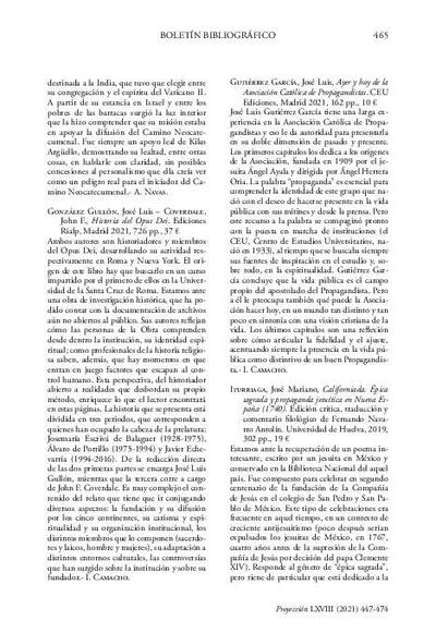[Recensión sobre: Historia del Opus Dei]. [Journal Article]
