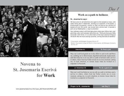 Novena for Work to St. Josemaria Escriva. [Digital source]