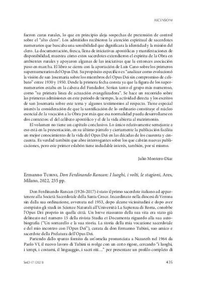 [Recensión sobre: Don Ferdinando Rancan: I luoghi, i volti, le stagioni]. [Journal Article]