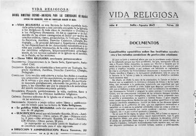 Constitución apostólica sobre los Institutos seculares y los estados canónicos de perfección cristiana. [Journal Article]