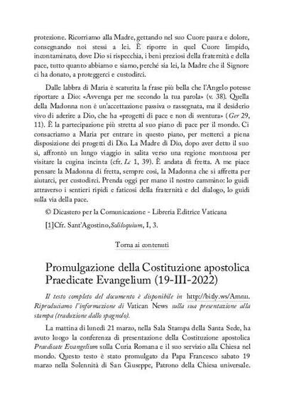 Promulgazione della Costituzione apostolica Praedicate Evangelium (19-III-2022). [Journal Article]