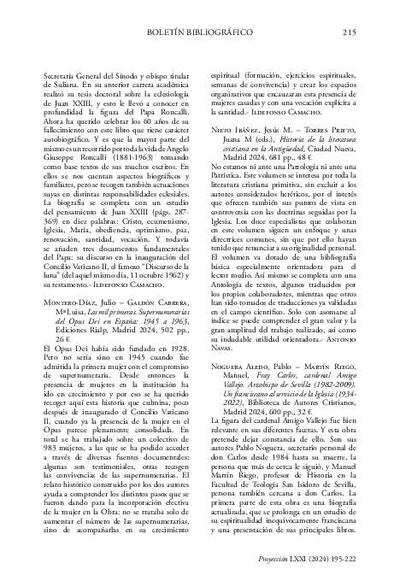[Recensión sobre: Las mil primeras supernumerarias del Opus Dei en España: 1945-1963]. [Journal Article]