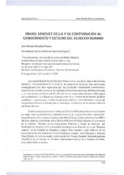 Ismael Sánchez Bella y su contribución al conocimiento y estudio del derecho indiano. [E-Journal Article]
