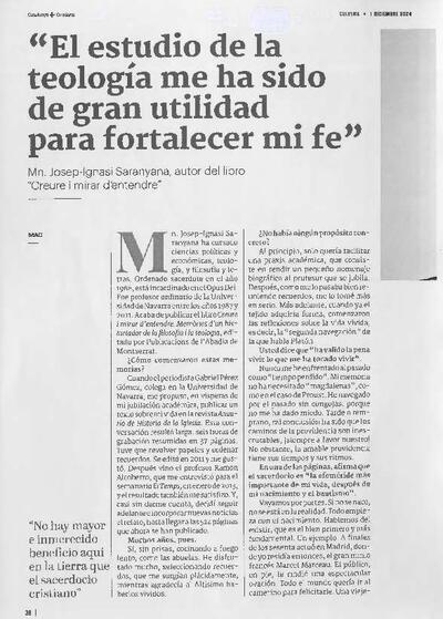 «El estudio de la teología me ha sido de gran utilidad para fortalecer mi fe» [Entrevista realizada por Miquel Àngel Codina]. [Artículo de revista]