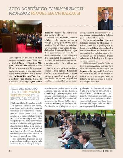 Acto académico in memoriam del profesor Miguel Lluch Baixauli. [Artículo de revista]