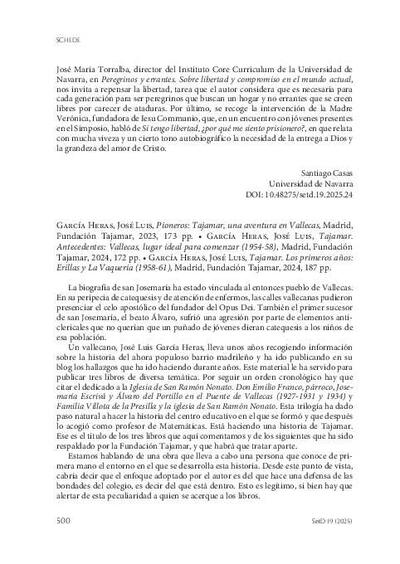 [Recensión sobre: Pioneros: Tajamar, una aventura en Vallecas • Tajamar. Antecedentes: Vallecas, lugar ideal para comenzar (1954-58) • Tajamar. Los primeros años: Erillas y La Vaquería (1958-61)]. [Journal Article]