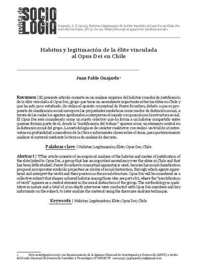 Habitus y legitimación de la élite vinculada al Opus Dei en Chile. [Journal Article]