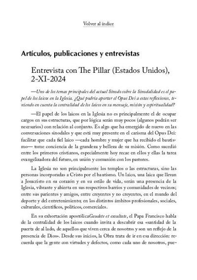 Entrevista con The Pillar (Estados Unidos), 2-XI-2024. [Artículo de revista]